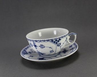 Blue scanalata Royal copenhagen tazza di porcellana e salse