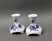 Royal Copenhagen - Blue Flowers Blå Blomster 1701 - Pair of Candlestick- 1960 39 s - Excellent Condition - First Quality - Danish Porcelain