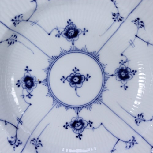 Royal Copenhagen - Blue Fluted Full Lace shops # 1079 - Rare Deep Soup Bowl Plate - Excellent Condition - 1950s