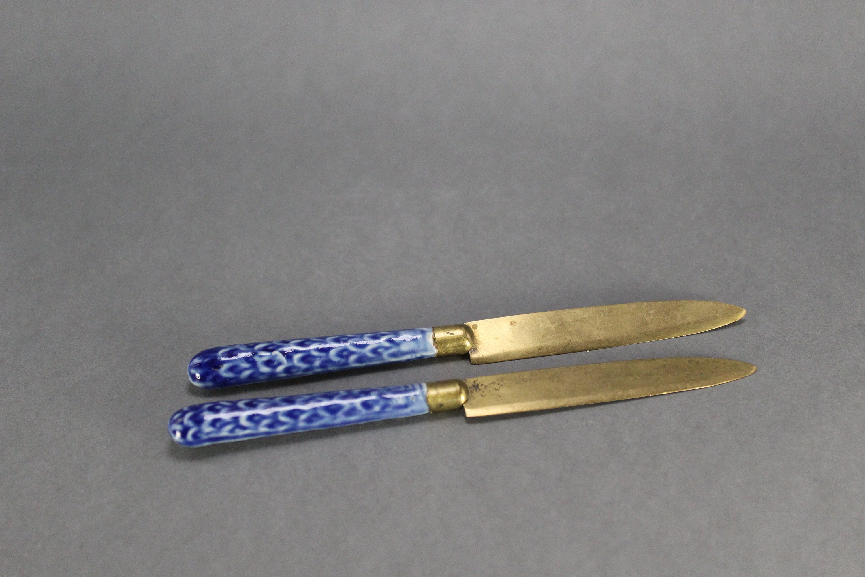 Uchatius Bronce Set of 2 Fruit Knives 1920's Blue Etsy