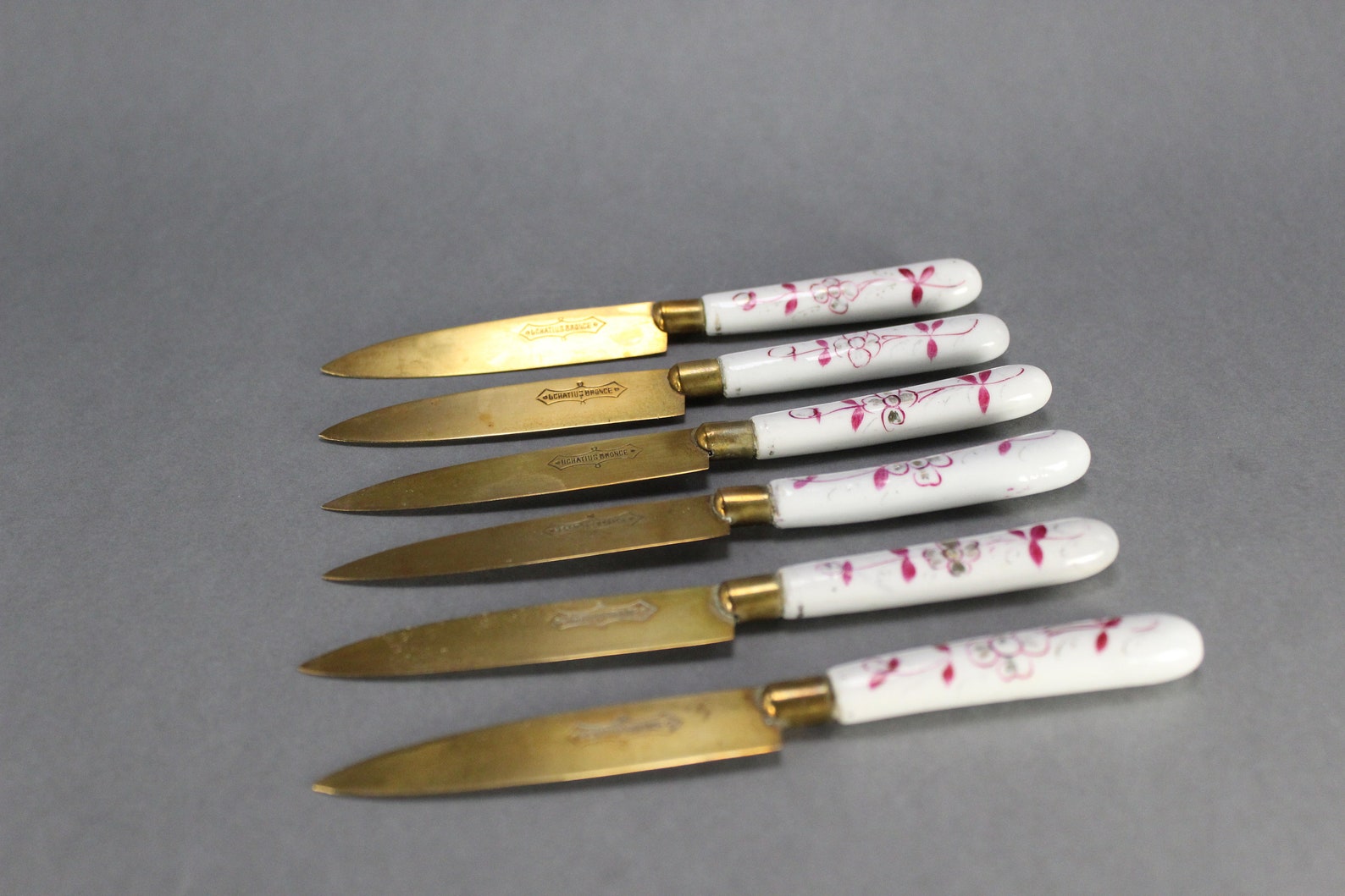 Uchatius Bronce Set of 6 six Fruit Knives 1920's Etsy