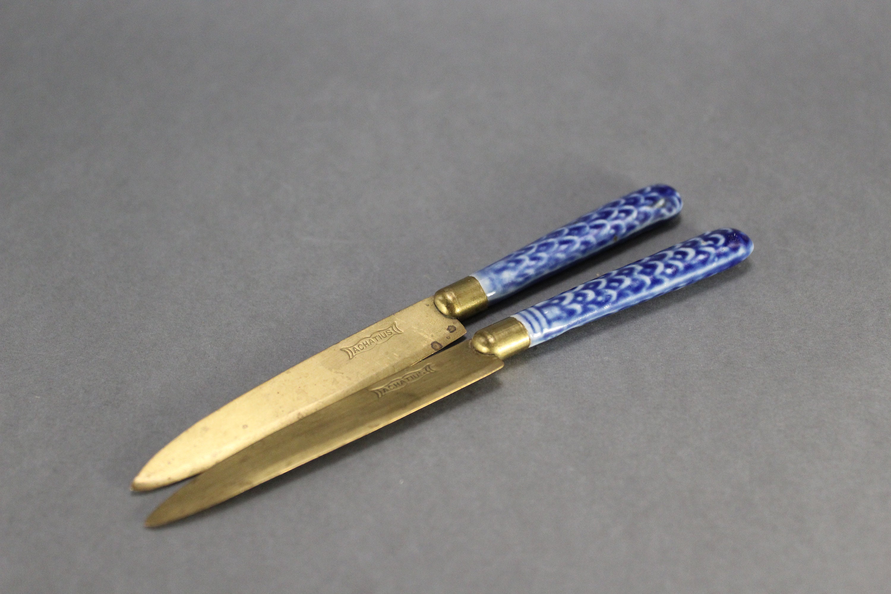 Uchatius Bronce Set of 2 Fruit Knives 1920's Blue Etsy