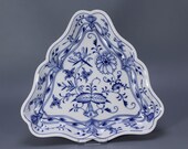 Meissen - Blue Onion - Crossed Swords - Porcelain Triangle Serving Platter - Excellent Condition - First Quality -Antique German China