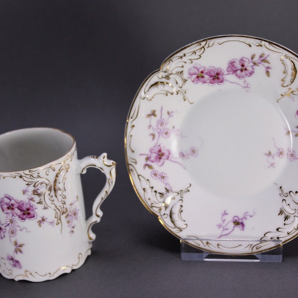 Rosenthal - RC Porcelain Sanssouci - Unique Porcelain Chocolate Cup and Saucer - 1890's - Excellent Condition