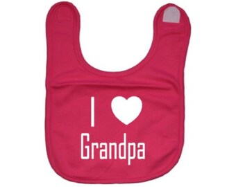 I Love My Grandad Embroidered Baby Bandana Dribble Bib Gift Grandchild Heart