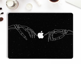 Hands Macbook case Aesthetic Macbook Pro 13 16 Air 13 M1 12 inch for Men Black Dark Goth Stars Skeleton The Creation of Adam Hard 2021 case