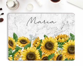 Name Macbook case Sunflower Macbook Pro 13 16 15 Air 13 2020 Marble Macbook 12 Flowers Floral Cute Personalized Custom Girls Unique case