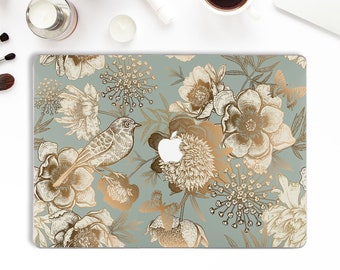 Flowers Macbook case Vintage Macbook Pro 13 16 15 inch 2020 Air 13 Floral Macbook 12 Cute Bird Nature Blue Butterflies for Girls Women case