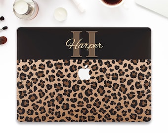 Leopard Macbook case Name Macbook Pro 14 13 16 Air 13 M2 M1 15 12 Aesthetic Personalized Initial Trendy Custom Neutral Unique Design case