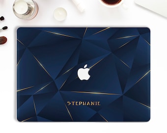 Name Macbook case Geometric Macbook Pro 13 inch a2159 Air 13 Pro 15 Personalized Macbook 12 inch Blue Cute Custom Gold Girls Aesthetic case