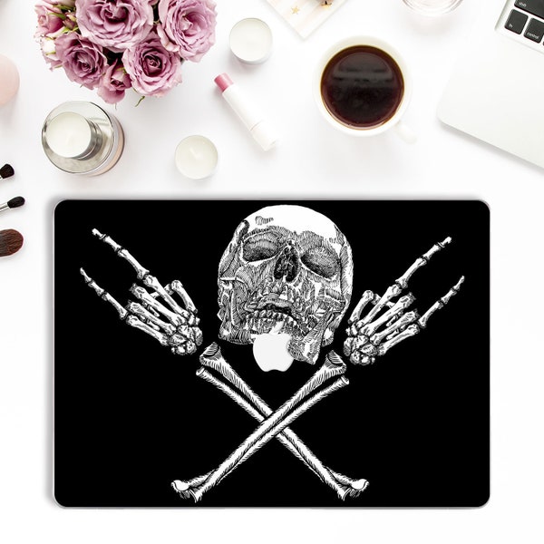 Goth Macbook case Skull Macbook Pro 13 16 15 inch Air 13 2020 Black Macbook 12 for Men Boys Guys Cool Rock Skull Hands Skeleton Anatomy case