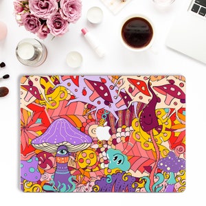 Trippy Macbook case Abstract Macbook Pro 14 13 16 Air 13 M1 15 12 11 inch Retro Cute Psychedelic Art Rainbow Mushrooms Funny Nerdy Hard case