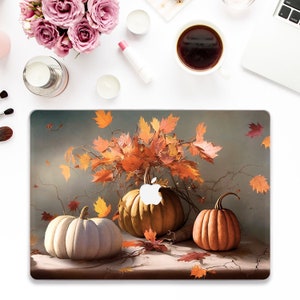 Art Macbook case Fall Macbook Pro 13 Air 13 M2 M1 Pro 14 Pro 16 Pro 15 Cute aesthetic orange leaves pumpkins Halloween Autumn Trendy case