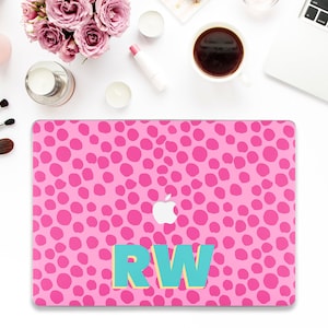 Personalized Macbook case Initials Macbook Pro 13 Air 13 M2 M1 Pro 14 Pro 16 Pro 15&quot; Custom monogram Cute aesthetic trendy dotted girly case