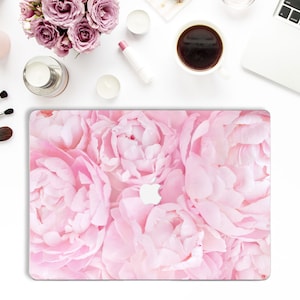 Etui na Macbooka Peonies Floral Macbook Pro 13 16 15 Air 13 2020 Flowers Macbook 12 cali dla dziewczynek Cute jasnoróżowe piwonie Girls Women Retina case