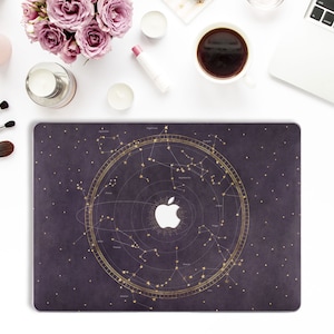 Stars Macbook Hülle Constellations Macbook Pro 13 16 Air 13 2020 M1 12 Zoll Sternzeichen Blau Gold Aesthetic Design Astrology Celestial Hard case