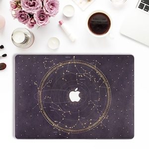 Stars Macbook case Constellations Macbook Pro 13 16 Air 13 2020 M1 12 inch Zodiac Blue Gold Aesthetic Design Astrology Celestial Hard case