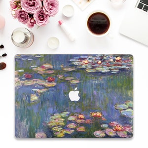 Art Macbook case Monet Macbook Pro 14 13 16 Air 13 M2 15 12 Aesthetic Vintage Painting Floral Water Lilies Flowers Claude Monet Blue case