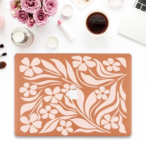Śliczne etui na Macbooka Kwiaty Macbook Pro 13 Air 13 M2 M1 Pro 14 Pro 16 Pro 15&quot; Estetyczna sztuka kwiatowa Pomarańczowo-beżowa neutralna Modne etui w stylu preppy