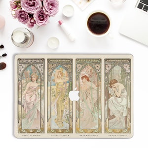 Art Macbook case Alphonse Mucha Macbook Pro 13 16 inch Air 13 Pro 15 2019 Vintage Macbook 12 Retro Painting with Girls Women Aesthetic cover