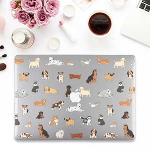 Dogs Macbook case Cute Macbook Pro 14 13 16 Air 13 M2 M1 15 12 Aesthetic Kawaii Clear Design with Dogs Funny Animals Transparent Trendy case