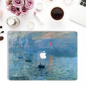 Monet Macbook case Vintage Macbook Pro 14 13 16 Air 13 M1 15 12 inch Nature Art Aesthetic Oil Painting Retro Landscape Boats Sunrise case