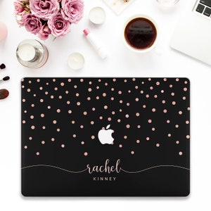 Custom Macbook case Name Macbook Pro 13 Air 13 M2 M1 Pro 14 Pro 16 Pro 15 12&quot; Aesthetic Personalized Design Rose Gold Dots Girly Dark case