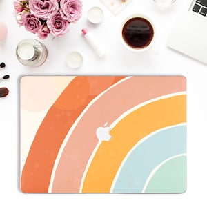 Rainbow Macbook case Cute Macbook Pro 14 13 16 Air 13 M1 15 12 inch Pastel Minimalist Simple Aesthetic Colorful Rainbow Design Hard case
