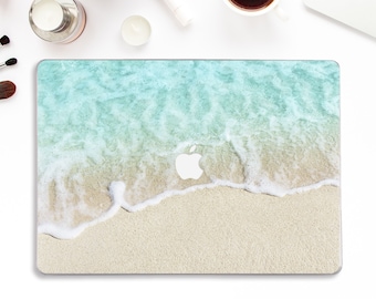 Ocean Macbook case Beach Macbook Pro 13 16 Air 13 inch M1 Cute Aesthetic Nature Waves Blue Beige Tropical Water Sand Summer Macbook case