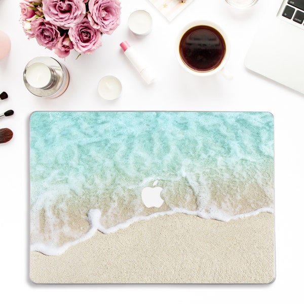 Ocean Macbook case Beach Macbook Pro 13 16 Air 13 inch M1 Cute Aesthetic Nature Waves Blue Beige Tropical Water Sand Summer Macbook case