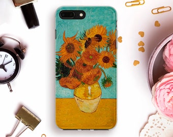 Sunflowers iPhone case 11 Pro XR XS 8 7 Art case for Galaxy S10 Plus Pixel 4 Vintage Van Gogh Aesthetic Flowers Floral Retro Painting cover