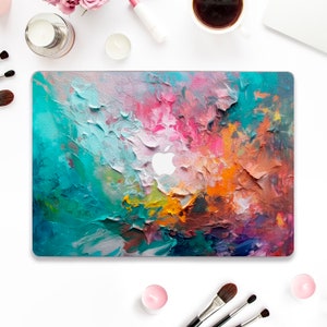 Oil paint Macbook case Art Macbook Pro 13 Air 13 M2 M1 Pro 14 Pro 16 Pro 15 12&quot; Aesthetic colorful abstract painting Blue pink artsy case