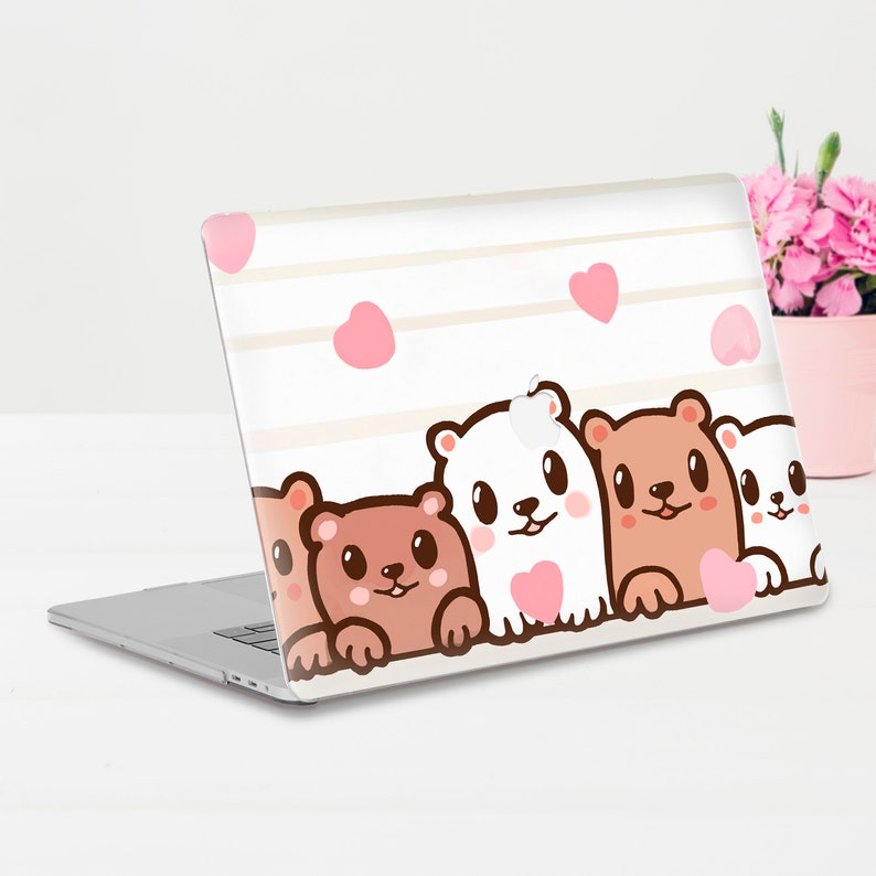 Bears MacBook case Cute MacBook Pro 13 Air 13 M2 M1 Pro 14 Pro 16 Pro 15 12 Kawaii animals Pretty design for girls Brown white bears case image 2