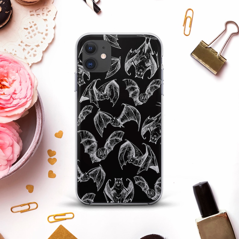 Bat iPhone case for iPhone 12 Pro 11 XR X 8 Halloween case for Galaxy S21 S20 Horror Goth Black Dark Night Animal Gothic Edgy Design case