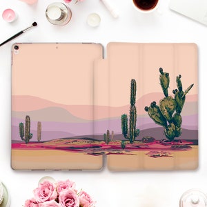 Nature iPad case Cactus iPad 10th 9th Air 5 4 Pro 12.9 11 iPad 10.2 10.9 Mini 6th 10.5 9.7 Green Plants Aesthetic Pink Landscape Desert case