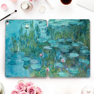 Art iPad case Monet iPad 11th a16 10th Air 11 inch iPad Pro 13 12.9 10.2 Mini 7 6 Aesthetic floral vintage painting Water lily flower case