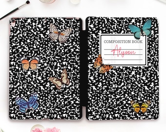 Name iPad case Personalized iPad Pro 11 12.9 10.2 10.5 10th Air 5 10.9 Mini 6 Aesthetic Composition Book Custom Notebook Butterflies case