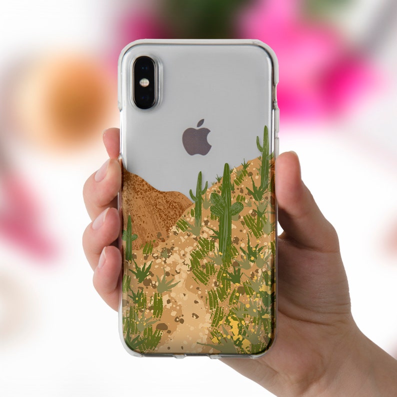 Desert iPhone case 11 Pro Max XR X 8 Plus 7 Cactus case for Galaxy S10 Note 10 Pixel 4 XL Nature Plants Green Cacti Desert Transparent cover image 4