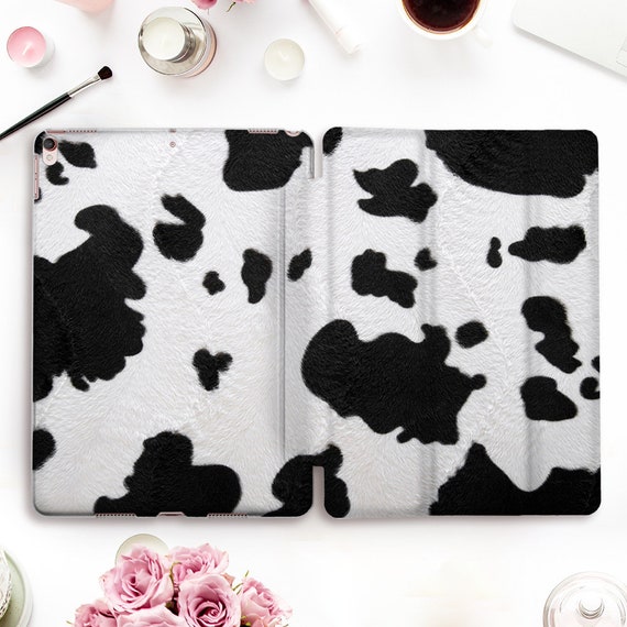 Cow iPad case Cute iPad Pro 11 12.9 10.5 Animal iPad 9.7 10.2 7th gen Air 3 Mini 5 for Girls Kawaii Black White Rustic Pattern Minimal case