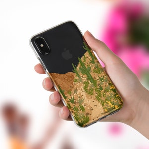 Desert iPhone case 11 Pro Max XR X 8 Plus 7 Cactus case for Galaxy S10 Note 10 Pixel 4 XL Nature Plants Green Cacti Desert Transparent cover image 5