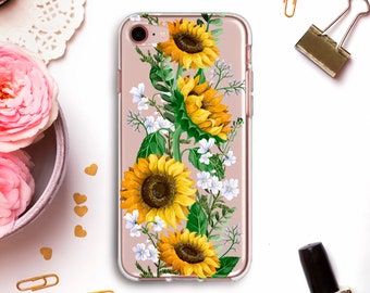 Sunflower iPhone case for iPhone 11 Pro Max XR X XS Cute iPhone 8 Plus 7 for Galaxy S10 S9 Pixel 4 XL Girl Flowers Floral Plants Girly cover