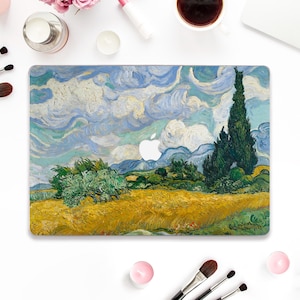 Art Macbook case Aesthetic Macbook Pro 13 Air 13 15 inch M2 M3 M4 Pro 14 16 Vintage Van Gogh painting Nature Blue yellow landscape case