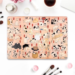 Art Macbook case Cats Macbook Pro 13 Air 13 15 inch M2 M3 M4 Macbook Pro 14 16 Aesthetic Japanese vintage painting Cute funny cats case