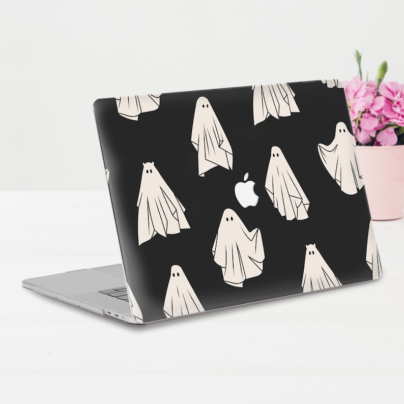 Ghosts MacBook case Halloween MacBook Pro 13 16 Air 13 M1 12 15 inch Cute Black Goth Funny Kawaii Ghost Pattern Dark Gothic Hard case Gift image 2