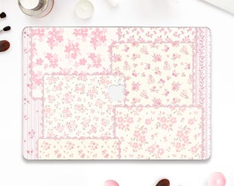 Coque pour Macbook Macbook Air 13 15 pouces M4 M3 M2 Macbook Pro 13 14 16 Design matelassé esthétique Housse de couette coqutte Girly fleurs roses