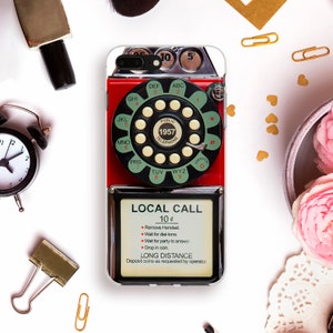 Vintage iPhone case for iPhone 11 Pro Max XR X XS Retro iPhone 8 Plus 7 for Galaxy S10 Pixel 4 XL Girl Men Quirky Old Payphone Design cover