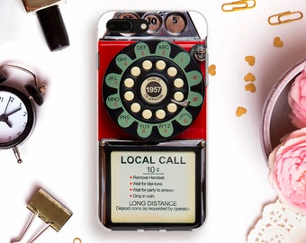 Vintage iPhone case for iPhone 11 Pro Max XR X XS Retro iPhone 8 Plus 7 for Galaxy S10 Pixel 4 XL Girl Men Quirky Old Payphone Design cover