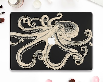 Octopus Macbook hoesje Nature Macbook Pro 13 inch Air 13 15 M2 M3 Pro 14 Pro 16 Esthetisch oceaandier Donker trendy ontwerp met tentakels hoesje