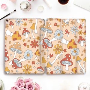 Mushroom iPad case Cute iPad Pro 11 12.9 10.2 9th 10.5 Air 5 10.9 9.7 Mini 6 Retro Kawaii Flowers Trendy Indie Trippy Boho case for Girls