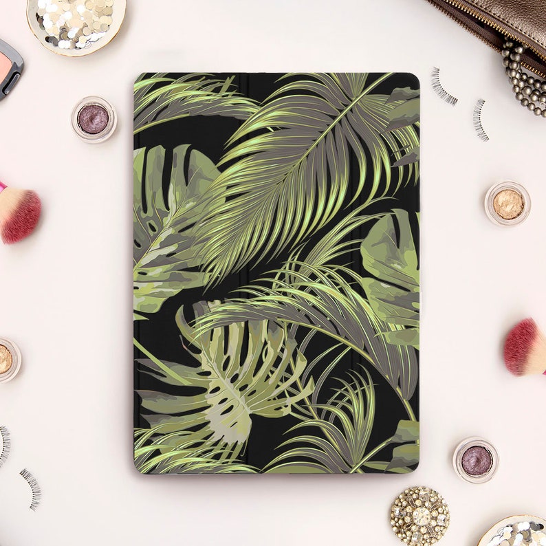 Leaf iPad case for iPad Pro 11 12.9 3rd 10.5 Floral iPad 10.2 7th 9.7 6th gen iPad Air 3 Mini 5 Tropical Green Palm Leaves Botanical cover